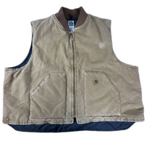 CARHARTT V02 Duck Canvas Vest Quilt Lined Brown Vintage USA Made Size 4XL